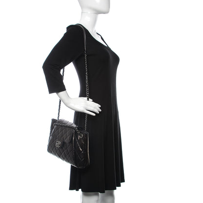 Chanel Glazed Calfskin Quilted Accordion Flap Black 2 of 15