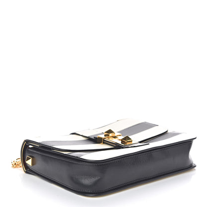 Valentino Garavani Nappa Striped B-Rockstud Flap Black Light Ivory 4 of 9