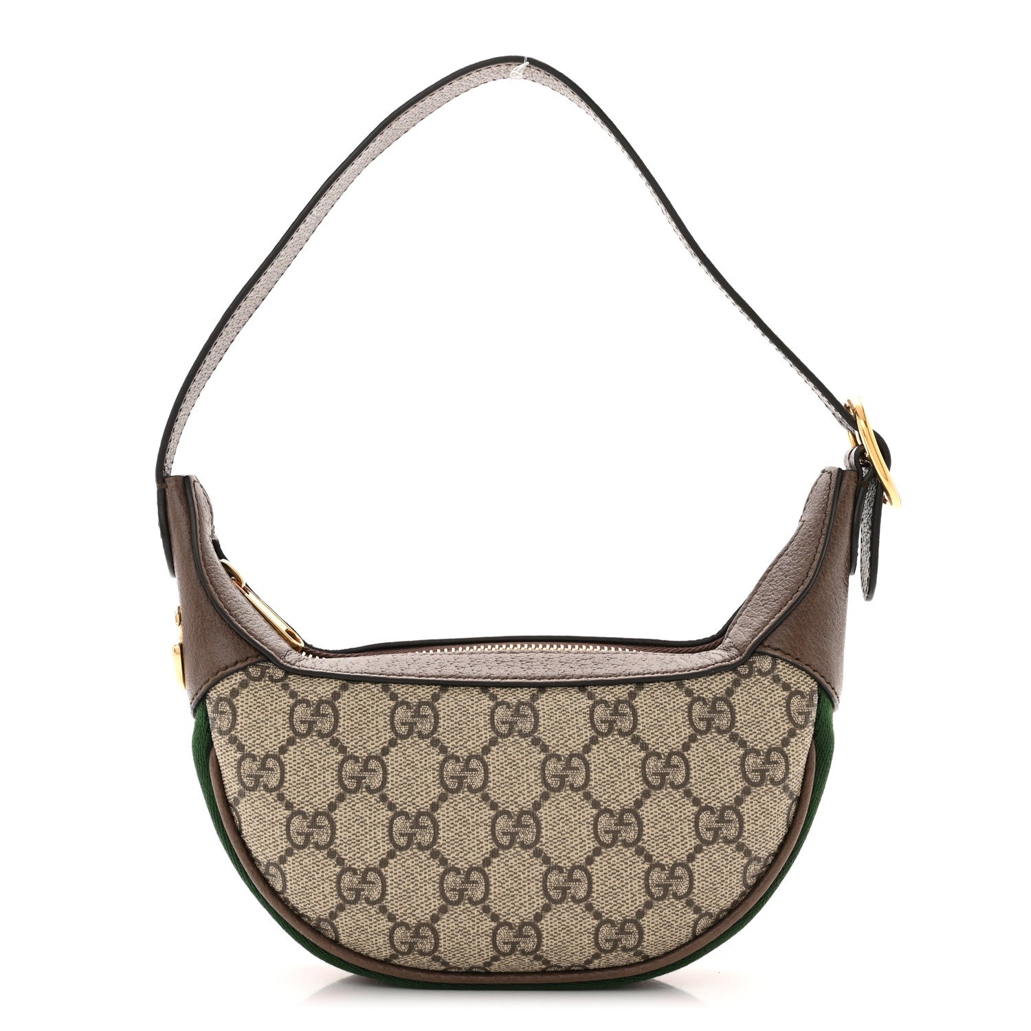 Gucci GG Supreme Monogram Textured Calfskin Web Mini Ophidia Half Moon Hobo Beige Ebony New Acero 1 of 12