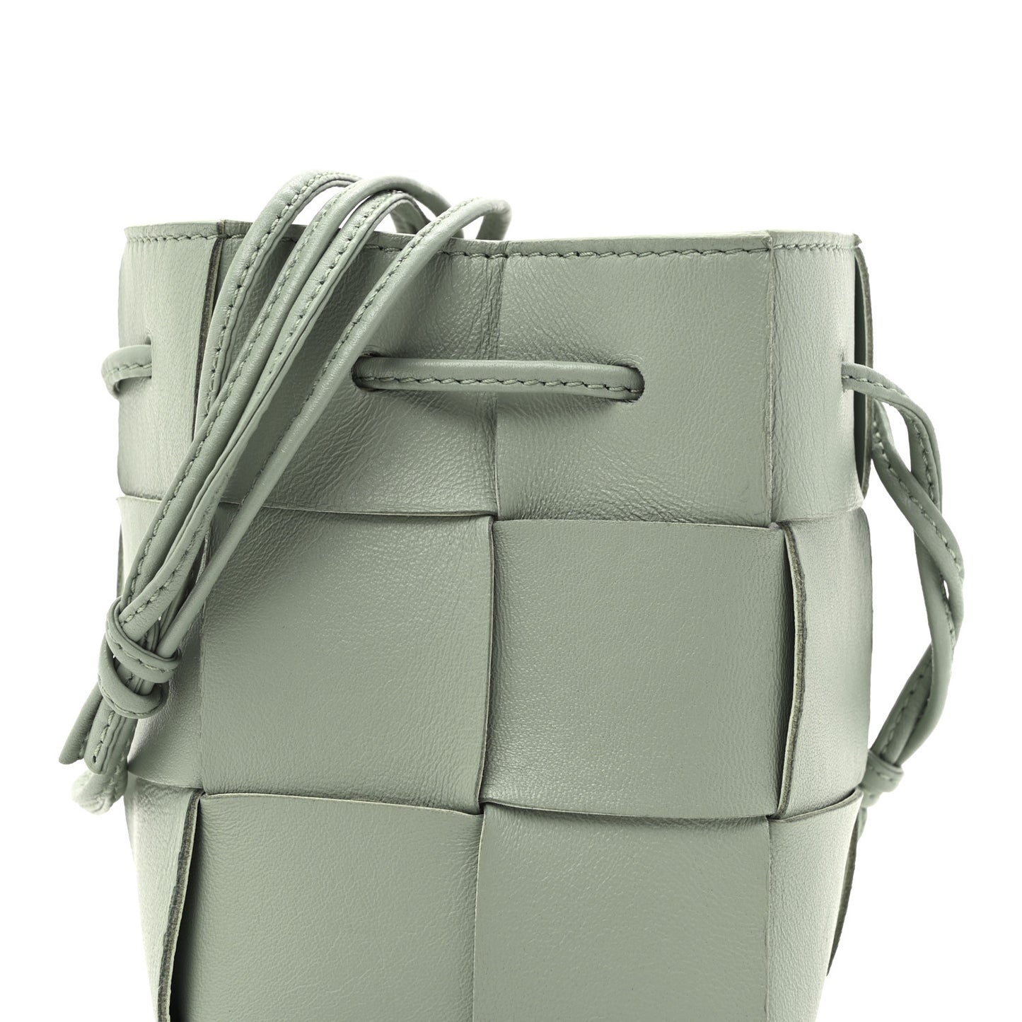 Nappa Maxi Intrecciato Mini Cassette Bucket Bag New Sauge