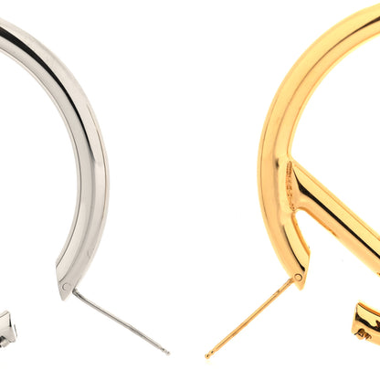 Fendi Metal FF Hoop Earrings Gold Silver 3 of 5