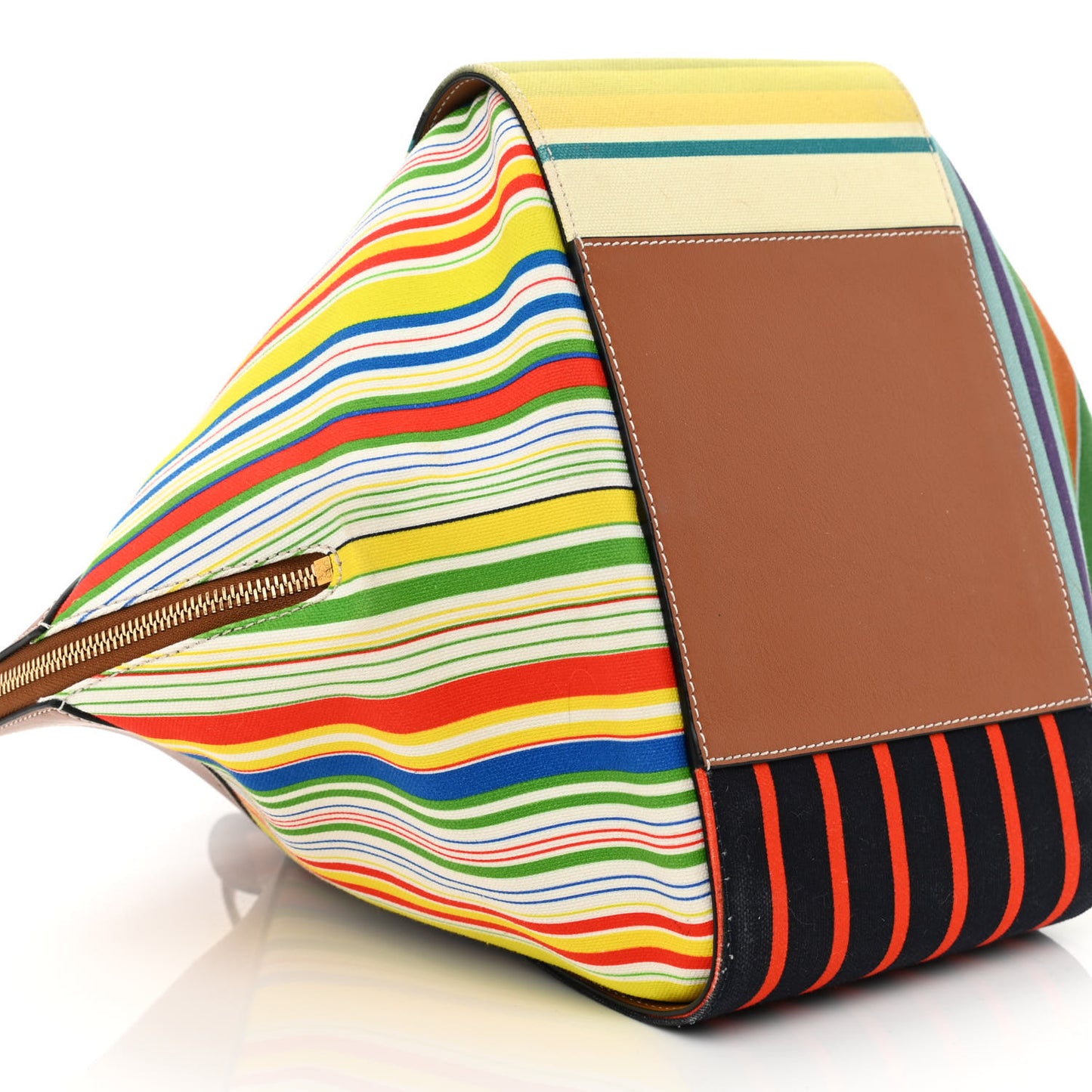 Canvas Calfskin Small Stripes Hammock Shoulder Bag Multicolor