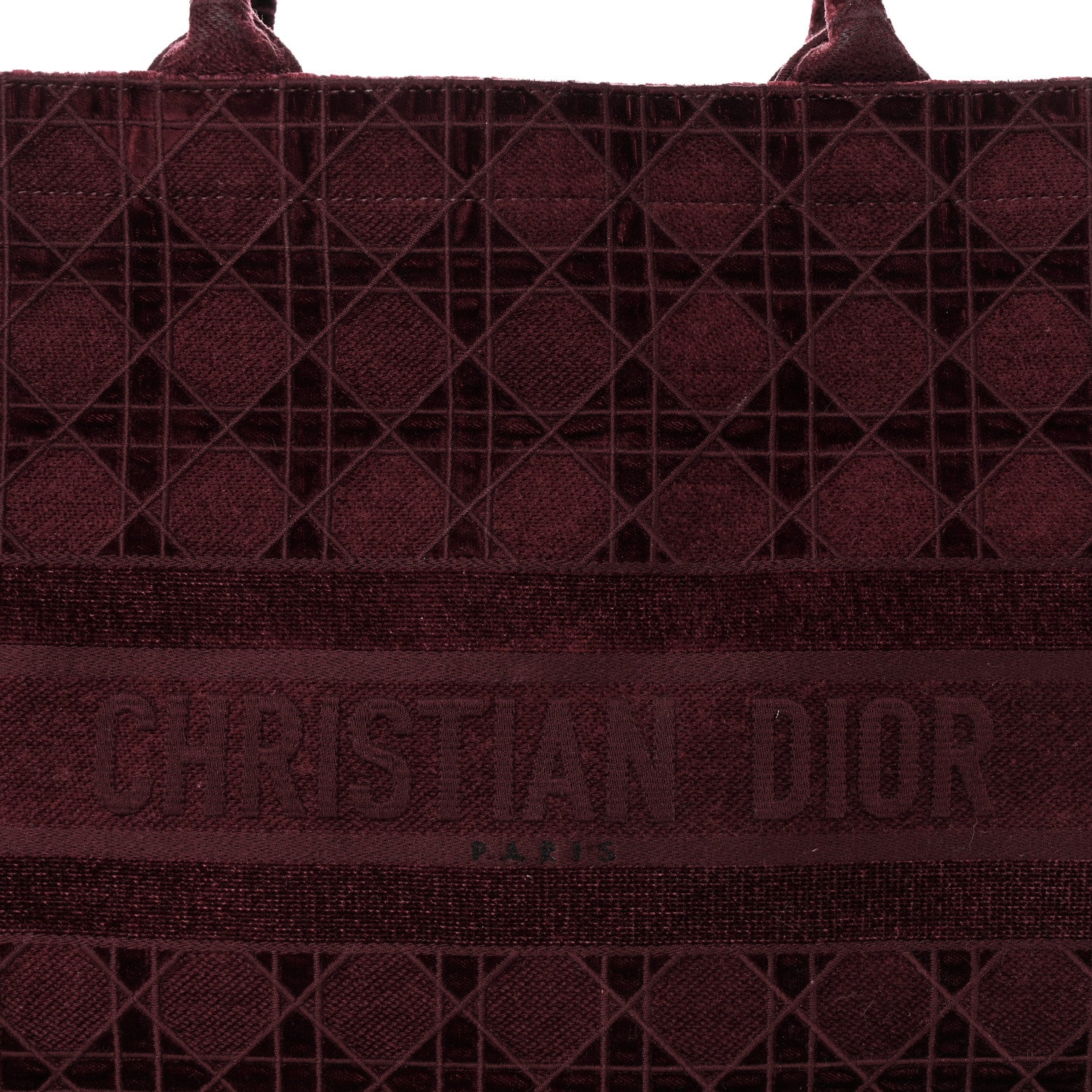 Christian Dior Velvet Cannage Large Book Tote Burgundy 8 of 13
