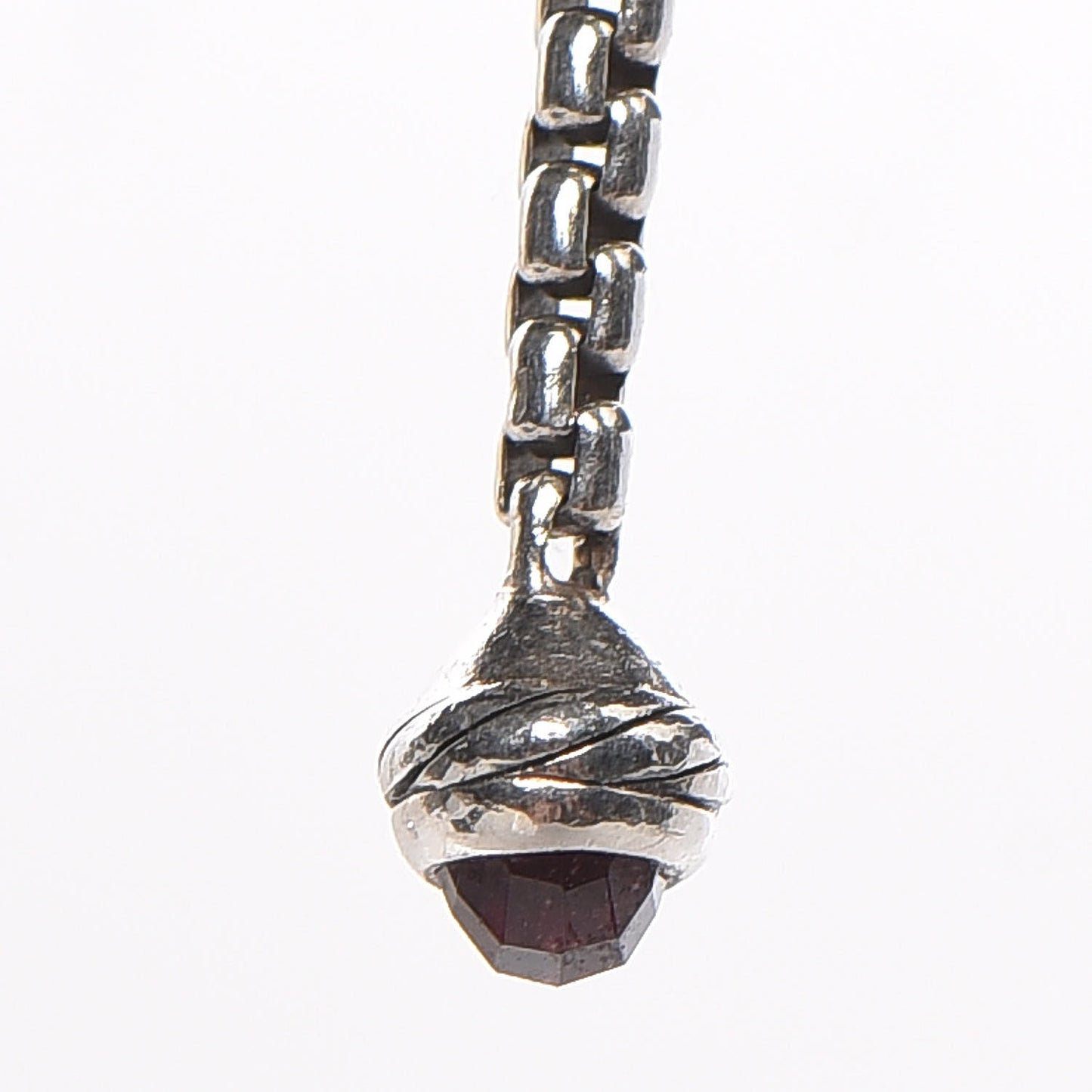 Sterling Silver Rhodolite Garnet Cable Berries Tassel Necklace