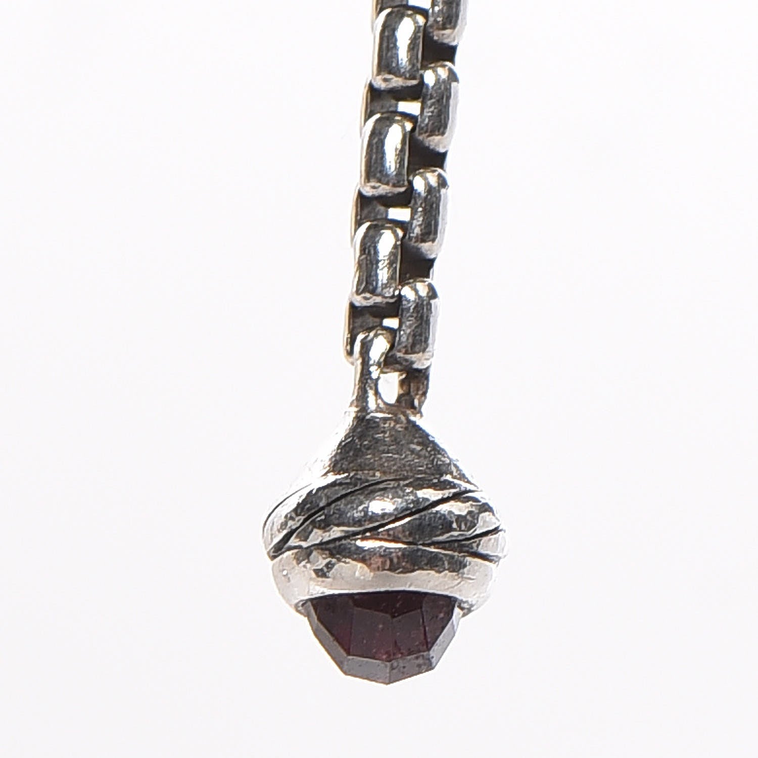 David Yurman Sterling Silver Rhodolite Garnet Cable Berries Tassel Necklace 6 of 7