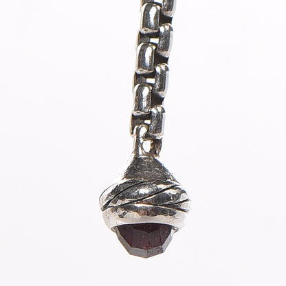 David Yurman Sterling Silver Rhodolite Garnet Cable Berries Tassel Necklace 6 of 7