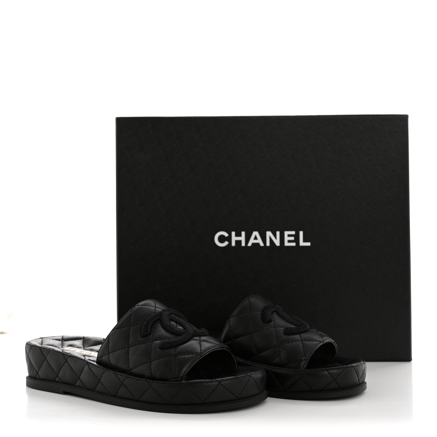 Chanel Lambskin Quilted CC Mules Sandals 35 Black 11 of 11