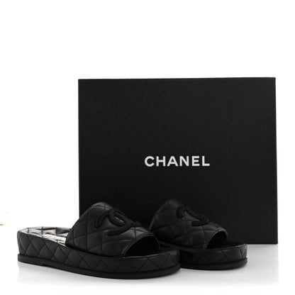 Chanel Lambskin Quilted CC Mules Sandals 35 Black 11 of 11