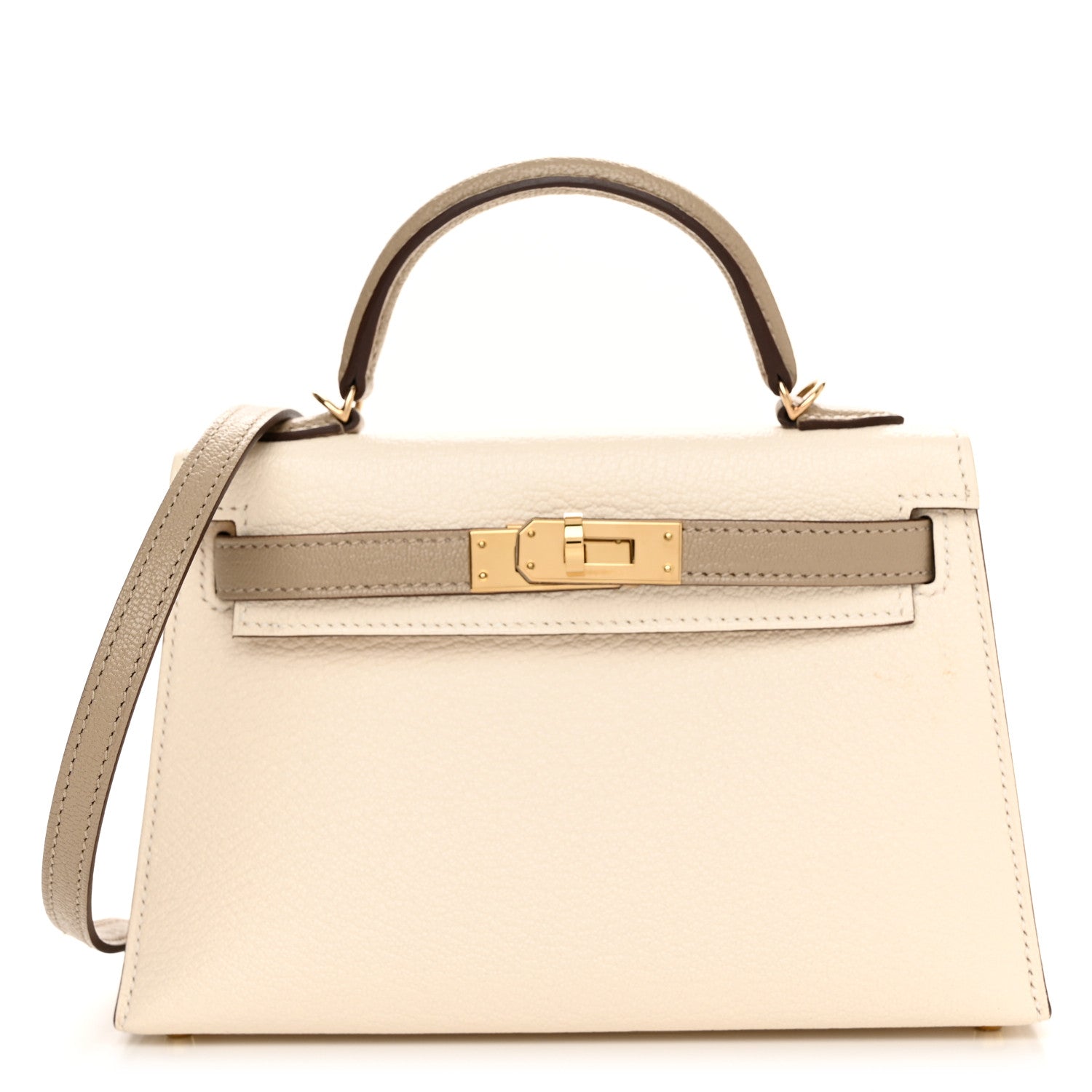 Hermes Chevre Mysore Horseshoe Mini Kelly Sellier 20 Craie Gris Asphalte 1 of 11