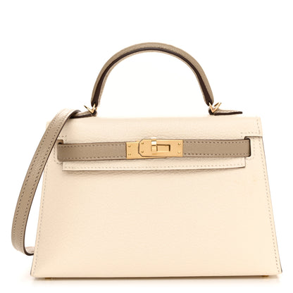 Hermes Chevre Mysore Horseshoe Mini Kelly Sellier 20 Craie Gris Asphalte 1 of 11