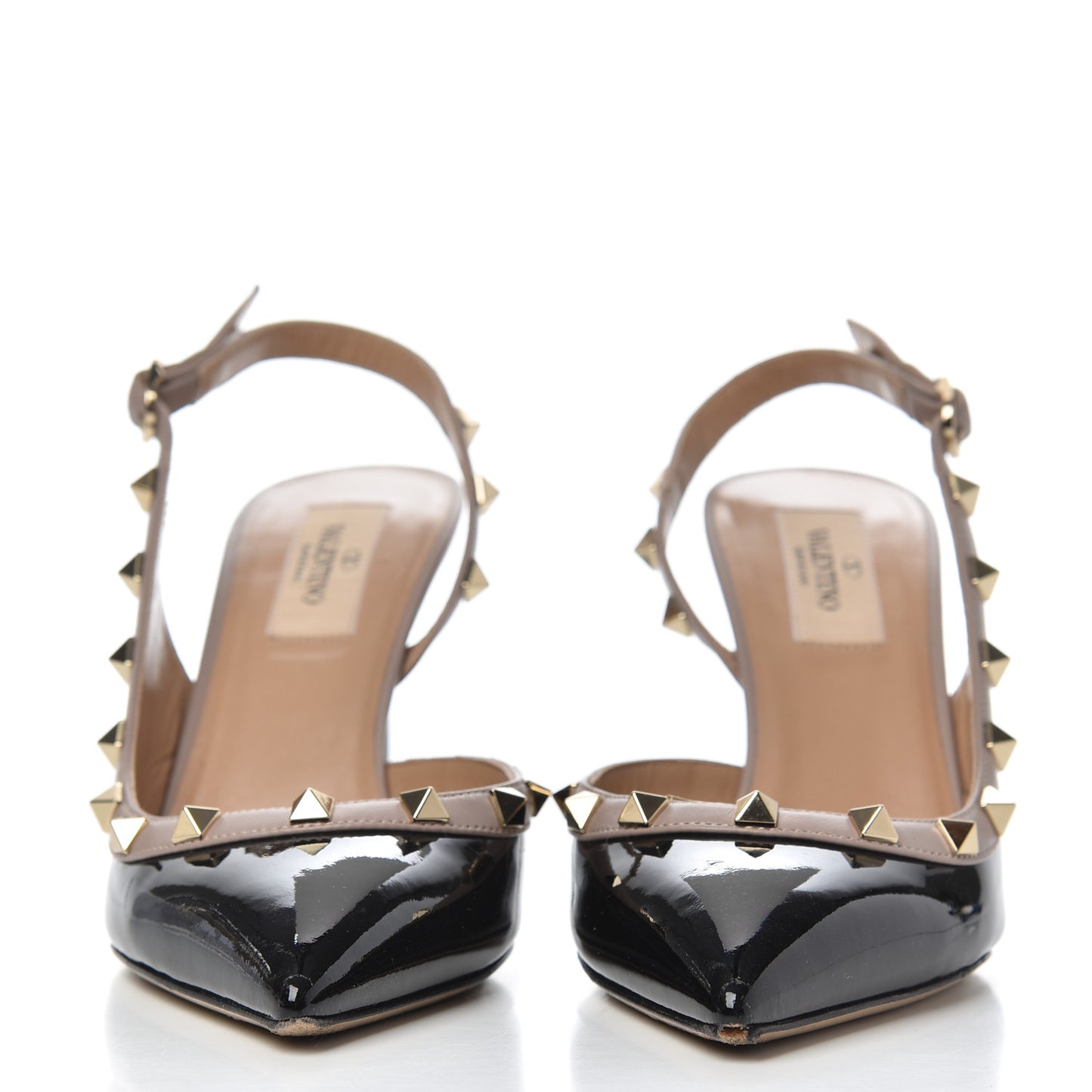 Patent Rockstud Half D'Orsay Slingback 85mm Pumps 38 Black Poudre