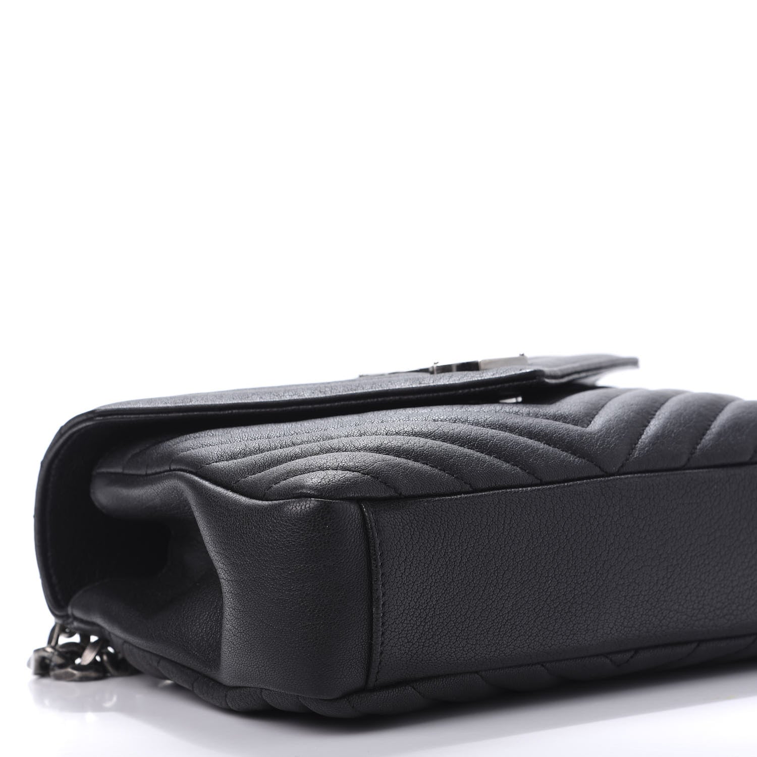 Saint Laurent Sheepskin Matelasse Chevron Monogram Medium College Bag Black 8 of 10