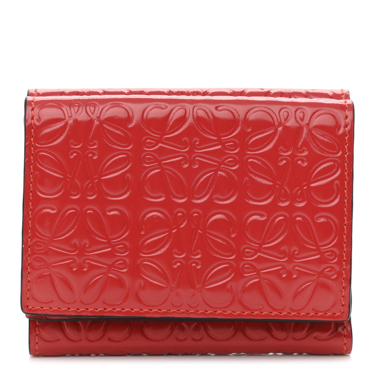 Calfskin Embossed Trifold Wallet Red