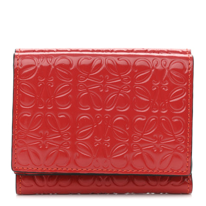 Loewe Calfskin Embossed Trifold Wallet Red 1 of 10