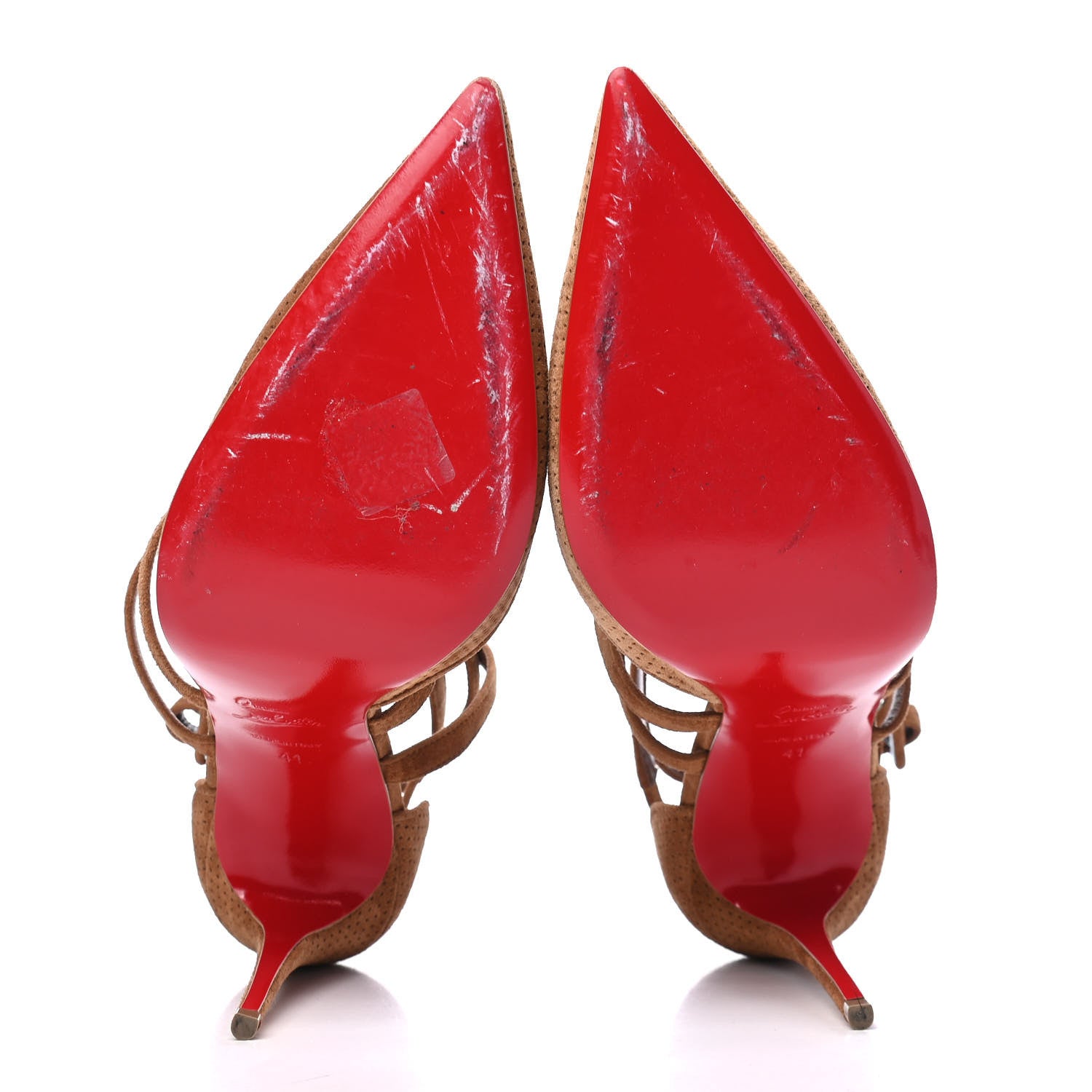 Christian Louboutin Veau Velours Perforated Victorilla 100 Pumps 41 Biscotto 4 of 6