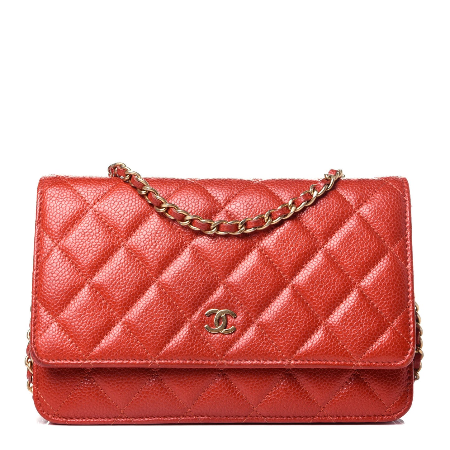 Caviar Quilted Wallet On Chain WOC Red