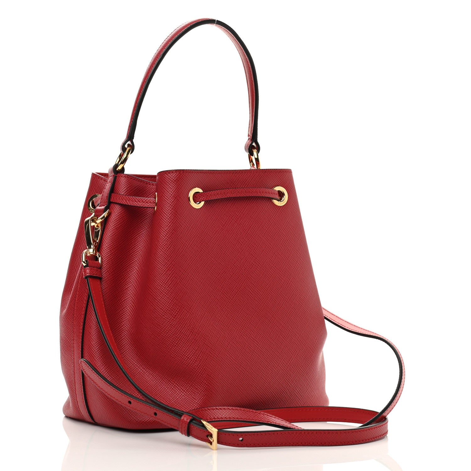 Prada Saffiano Cuir Bucket Bag Fuoco 3 of 11