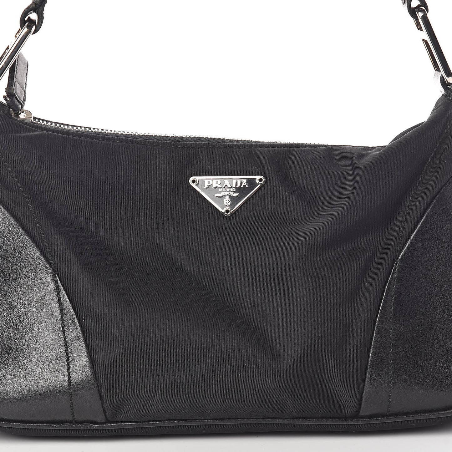 Tessuto Nylon Soft Calfskin Shoulder Bag Black