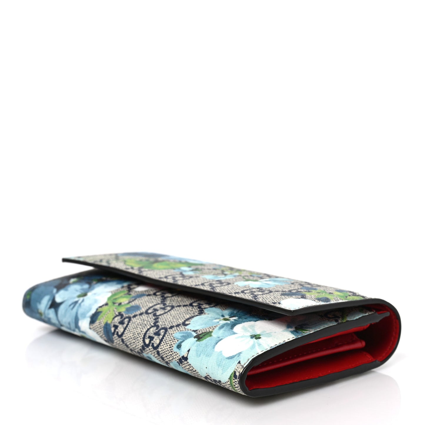 GG Supreme Monogram Blooms Continental Wallet Blue