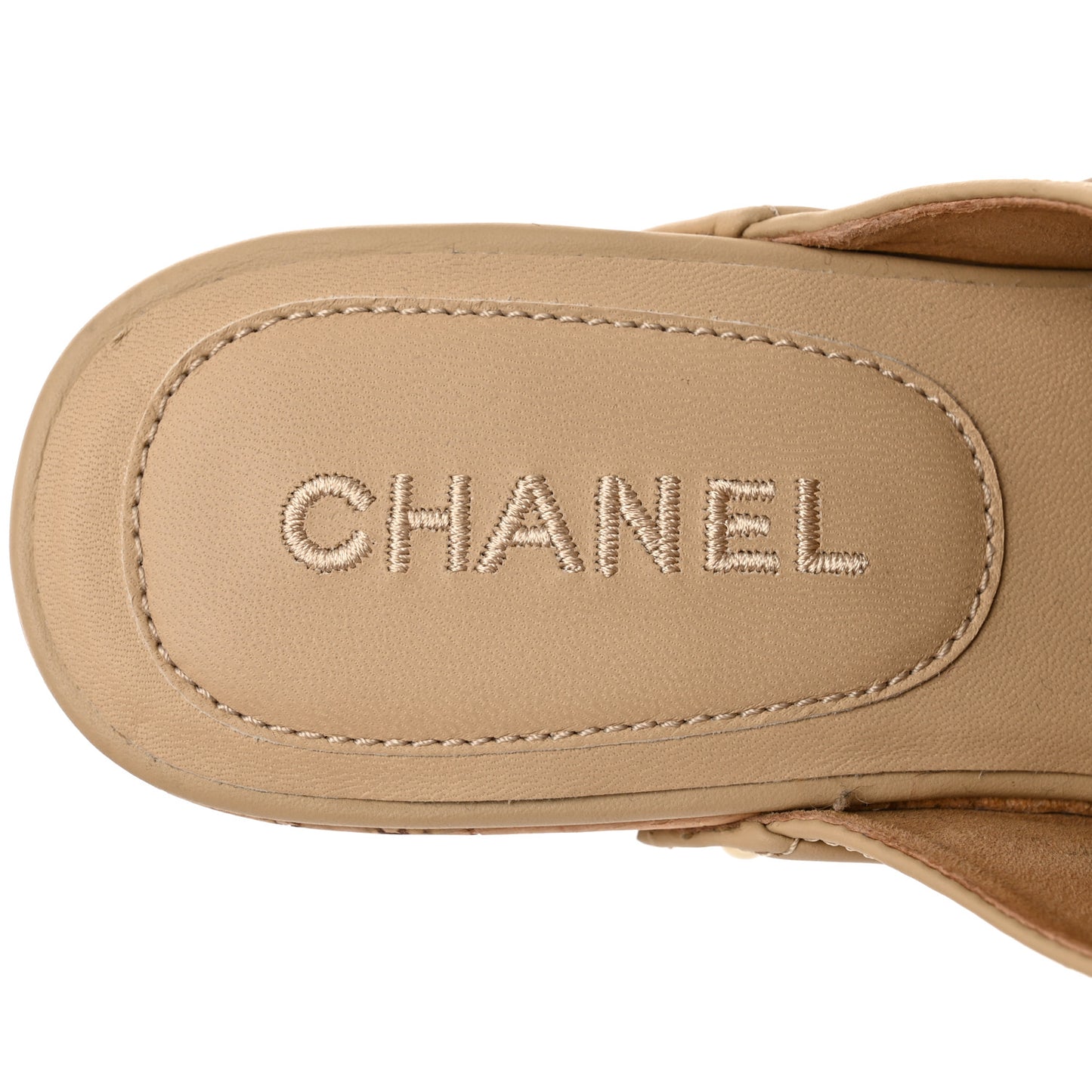 Calfskin CC Turn Lock Clogs 39 Beige