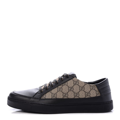 Gucci GG Supreme Monogram Mens Low Top Sneakers 9.5 Black Beige Ebony 1 of 10