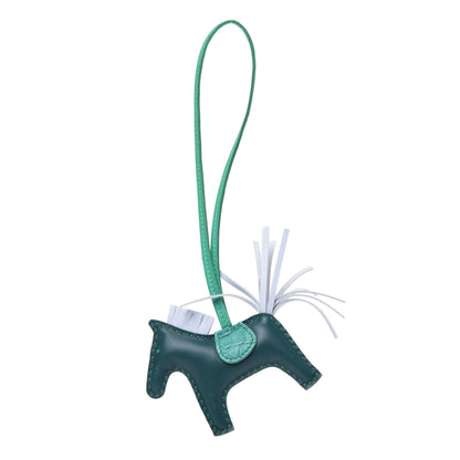 Hermes Milo Lambskin Matte Alligator Touch Grigri Rodeo Horse Bag Charm PM Malachite Menthe Bleu Brume Very Jade 1 of 5