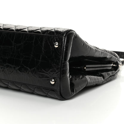 Chanel Glazed Calfskin Quilted Large Just Mademoiselle Bowling Bag Black 11 of 19