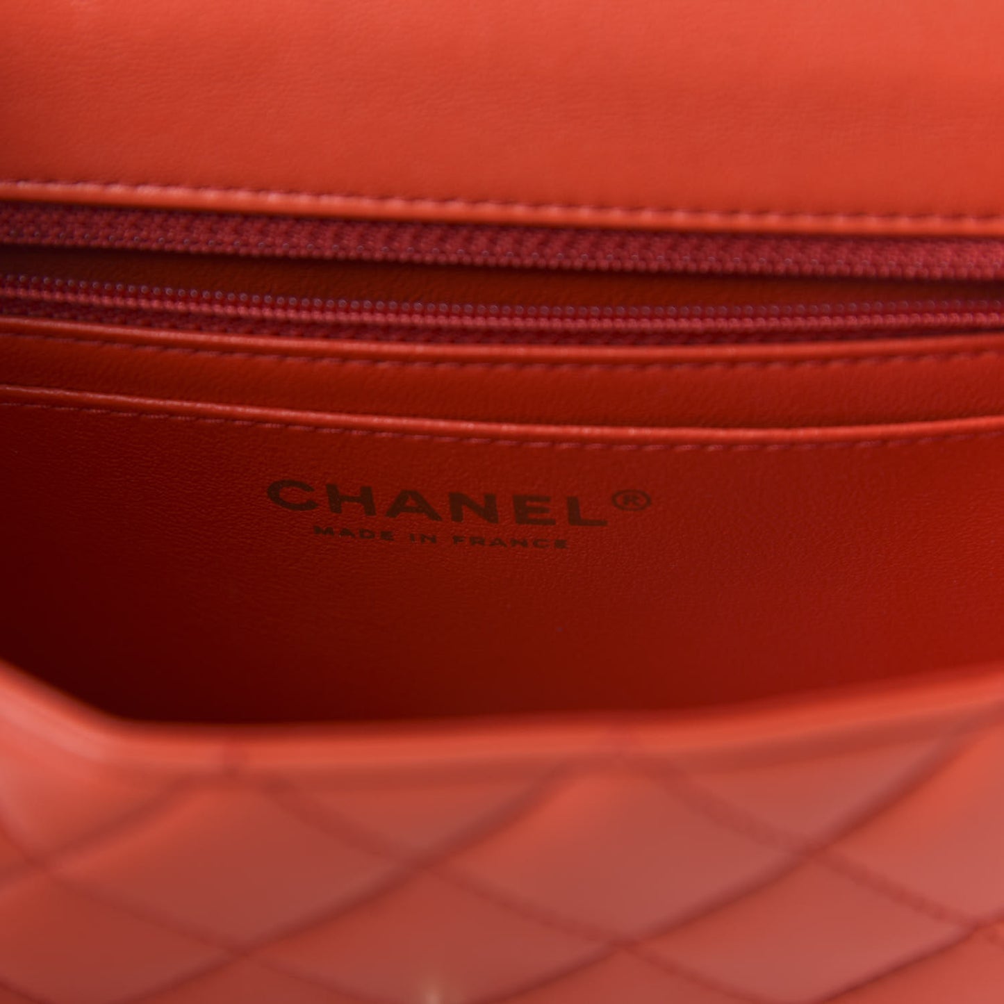 Lambskin Quilted Mini Rectangular Flap Red