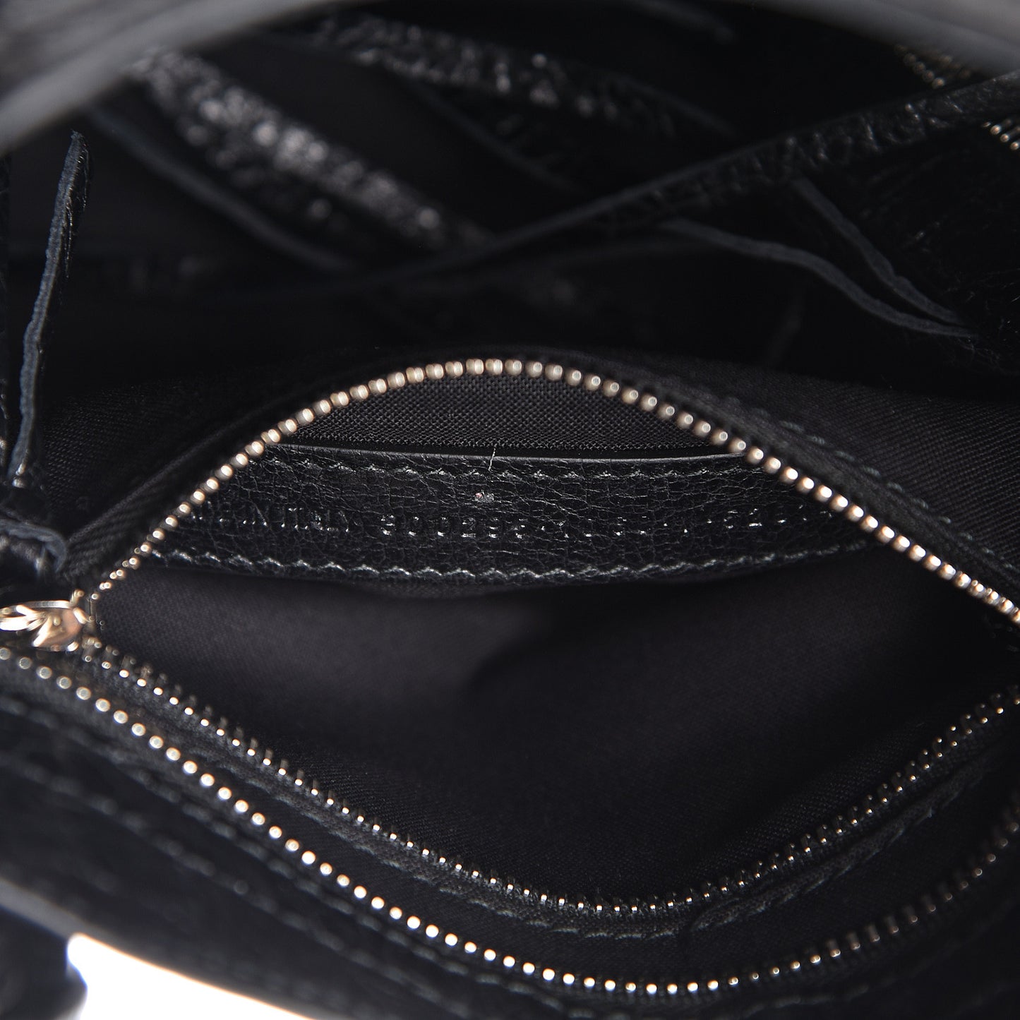 Agneau Classic Silver Hardware Mini City Logo Strap Black White
