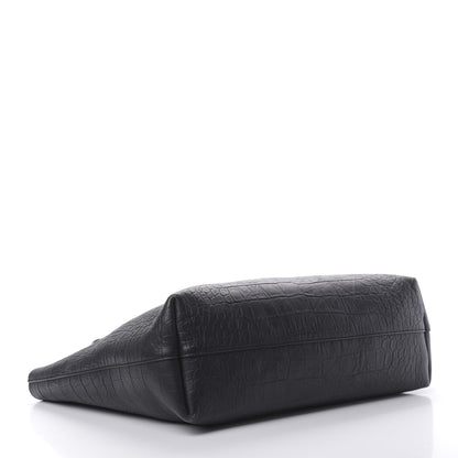 Saint Laurent Calfskin Crocodile Embossed Large Shopper Tote Black 5 of 14