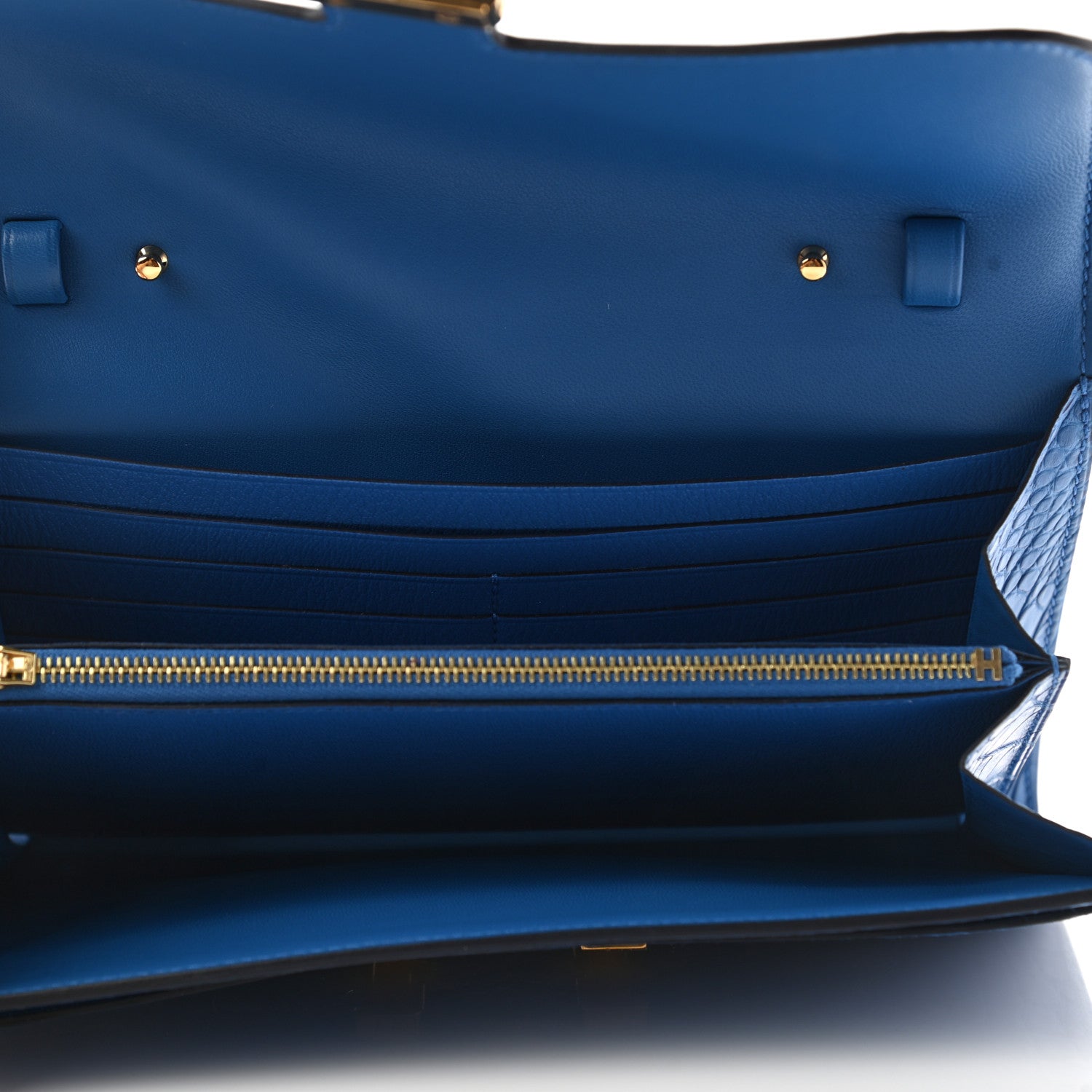 Hermes Matte Alligator Constance Long Wallet To Go Bleu Zellige 5 of 9
