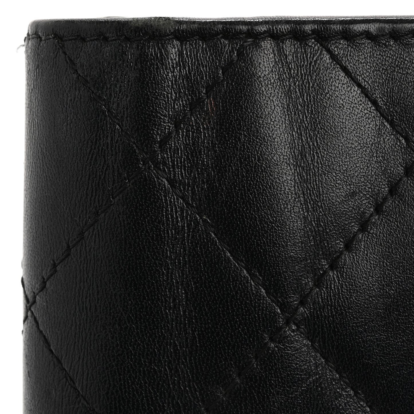 Calfskin Quilted Cambon Yen Wallet Black