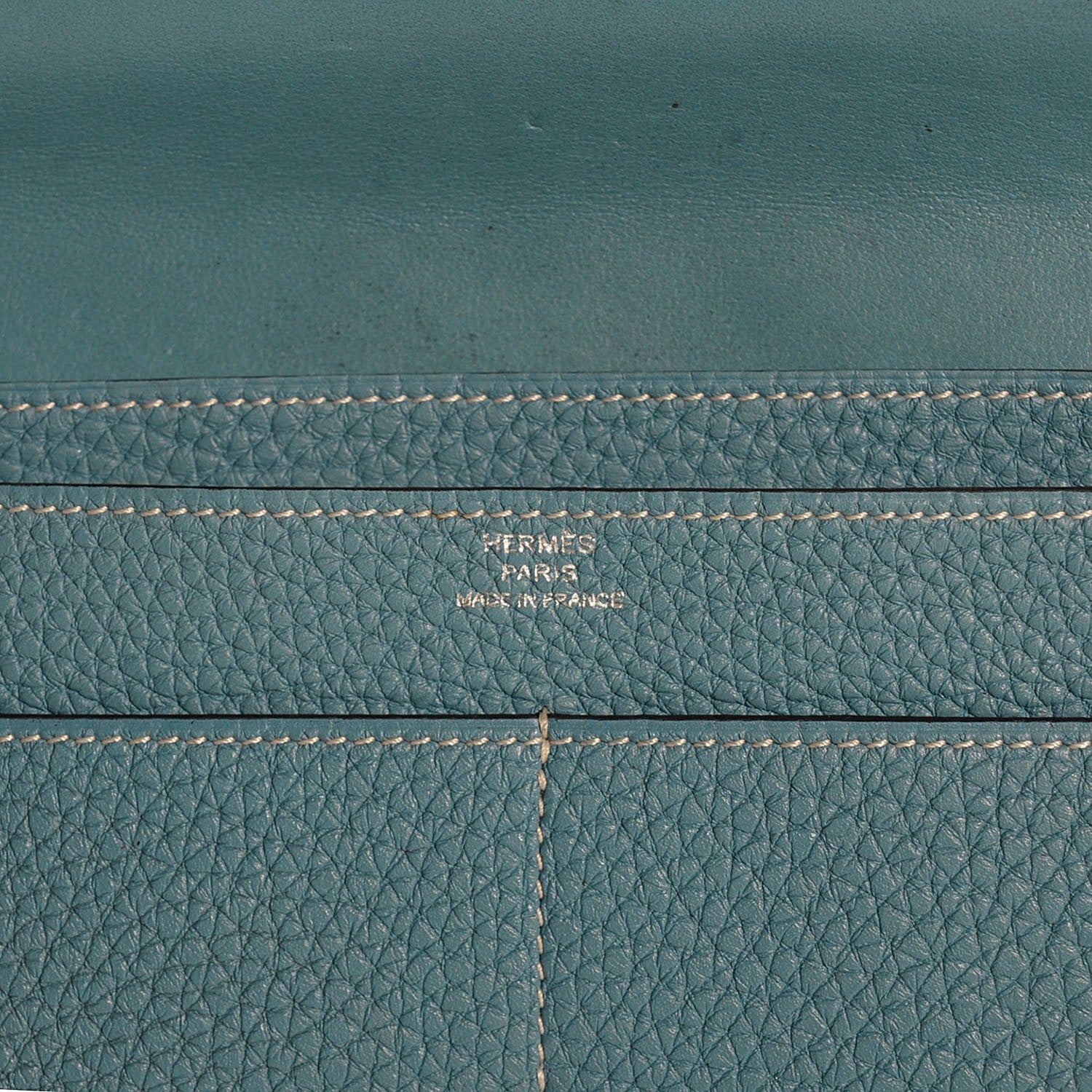 Hermes Taurillon Clemence Dogon Duo Wallet Blue Jean 7 of 12