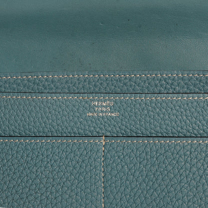 Hermes Taurillon Clemence Dogon Duo Wallet Blue Jean 7 of 12