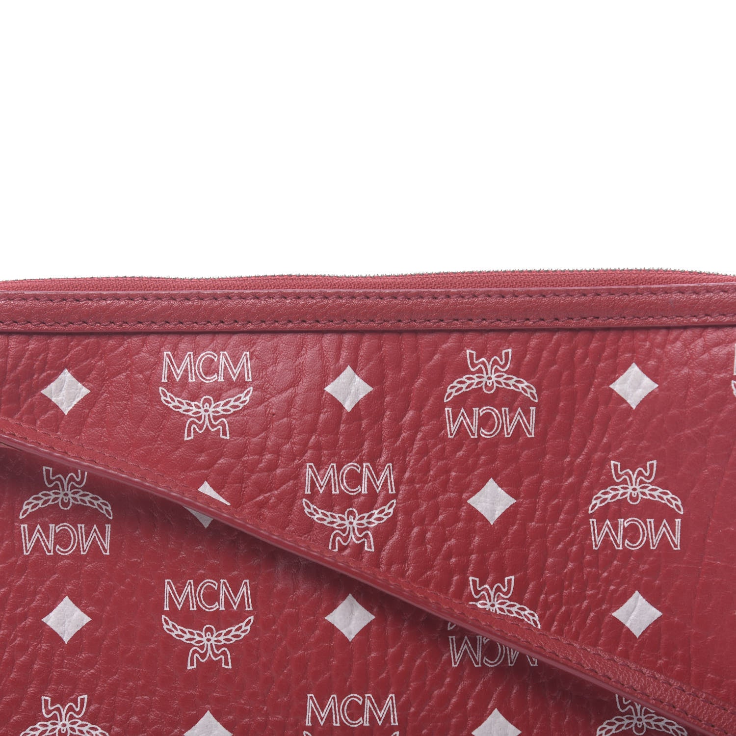 MCM Visetos Anya Shopper Tote Pouch Red 8 of 10