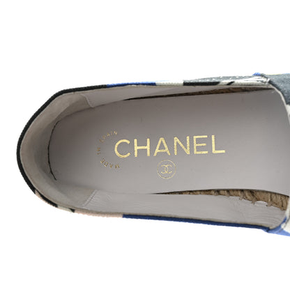 Chanel Fabric CC Espadrilles 37 Navy Ivory Black 8 of 12
