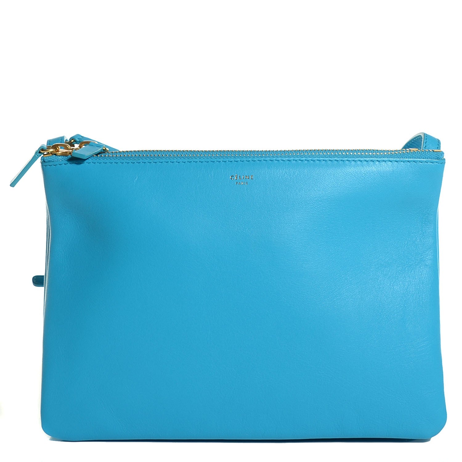 Celine Lambskin Large Trio Crossbody Bag Turquoise 1 of 8