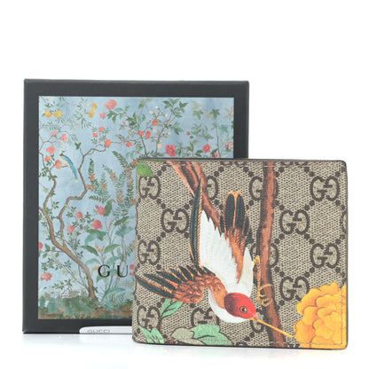 Gucci GG Supreme Monogram Tian Bi-Fold Wallet Beige Multicolor New Acero 8 of 8