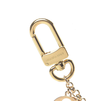Louis Vuitton Brass Enamel Fleur De Monogram Bag Charm Chain Gold 3 of 5