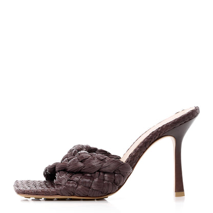 Bottega Veneta Raffia Twisted Intrecciato Stretch Mule Sandals 39 Bitter Chocolate 1 of 9