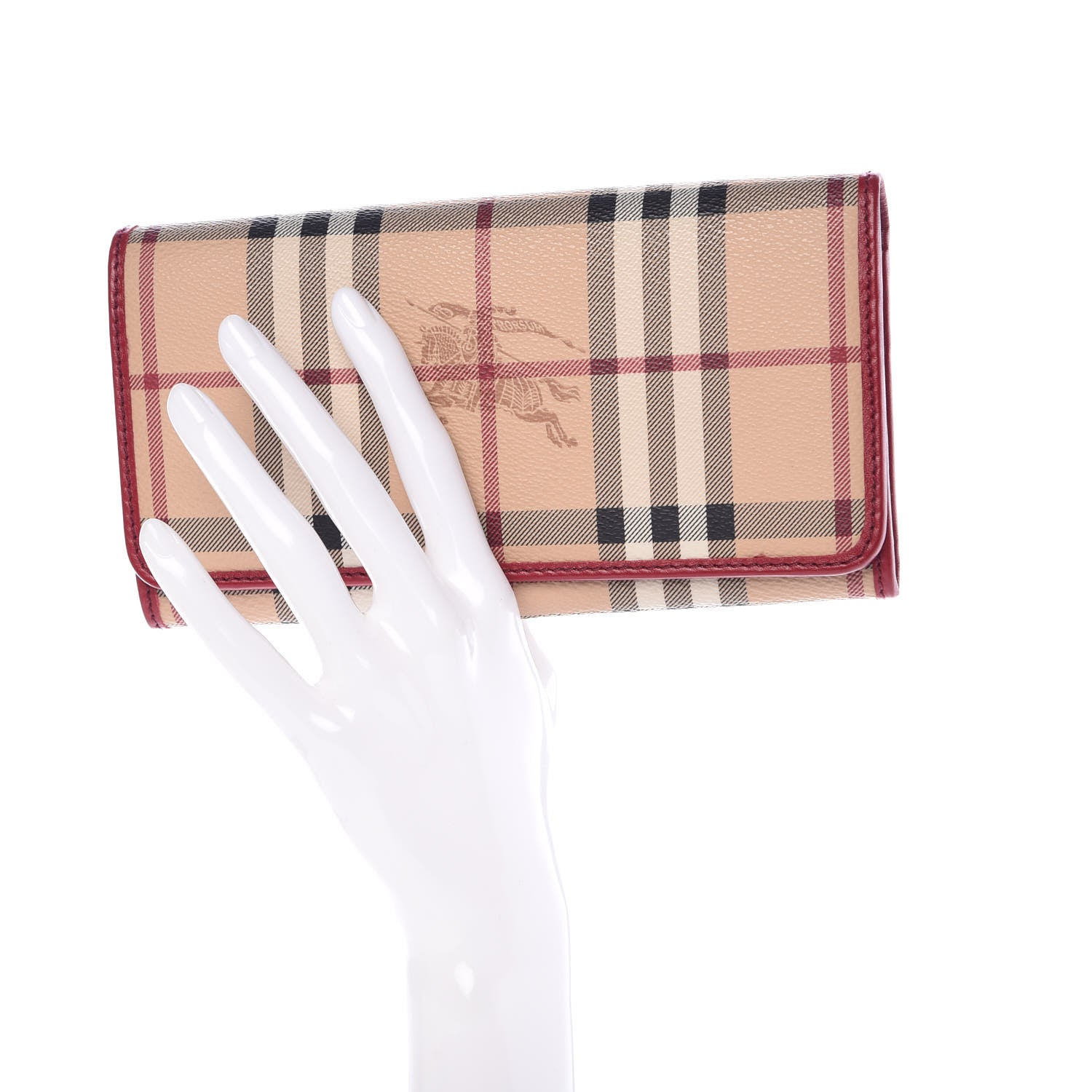 Burberry Haymarket Check Penrose Continental Wallet Military Red 2 of 6