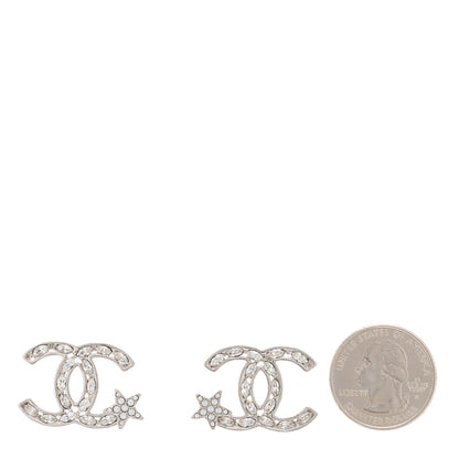 Chanel Crystal CC Starfall Earrings Silver 2 of 5