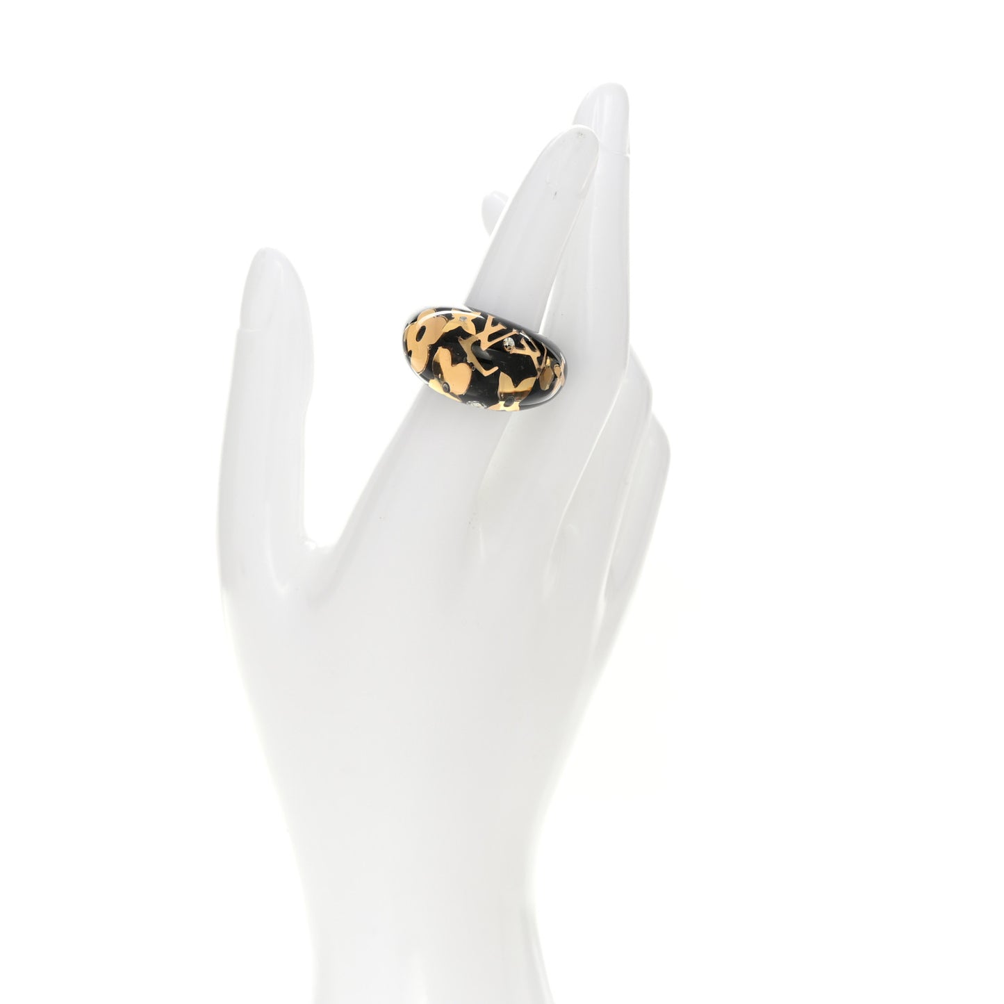 Resin Swarovski Crystal Inclusion Ring S 50 5.5 Black