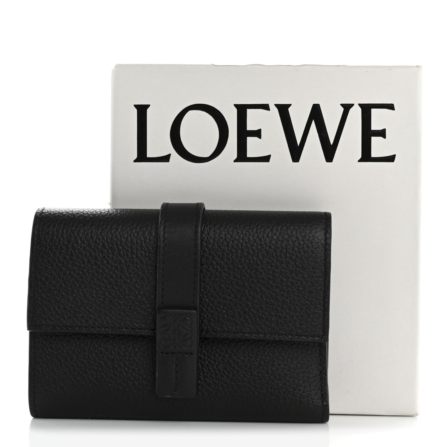 Grained Calfskin Small Vertical Wallet Black