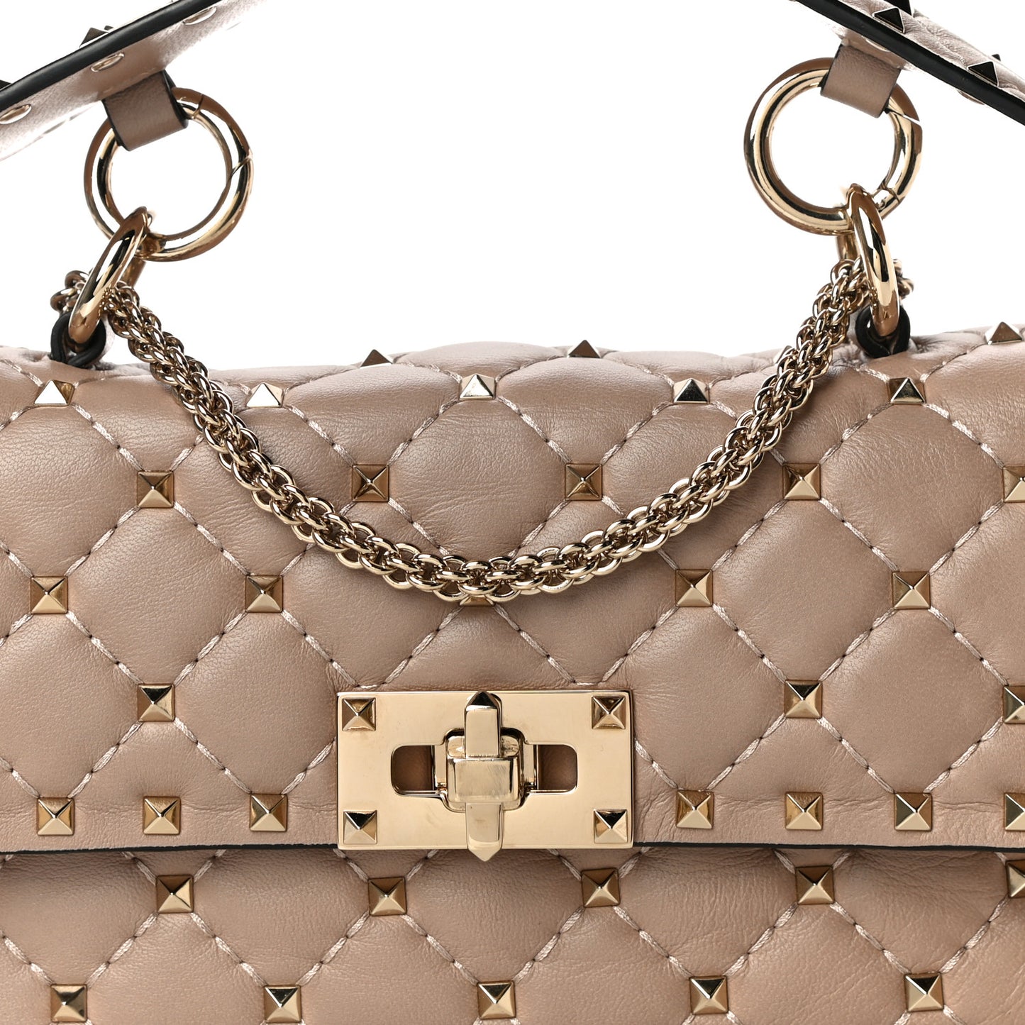 Nappa Small Rockstud Spike Shoulder Bag Poudre