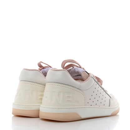 Chanel Grained Calfskin Fabric Womens Logo Sneakers 40 White Light Pink 4 of 10