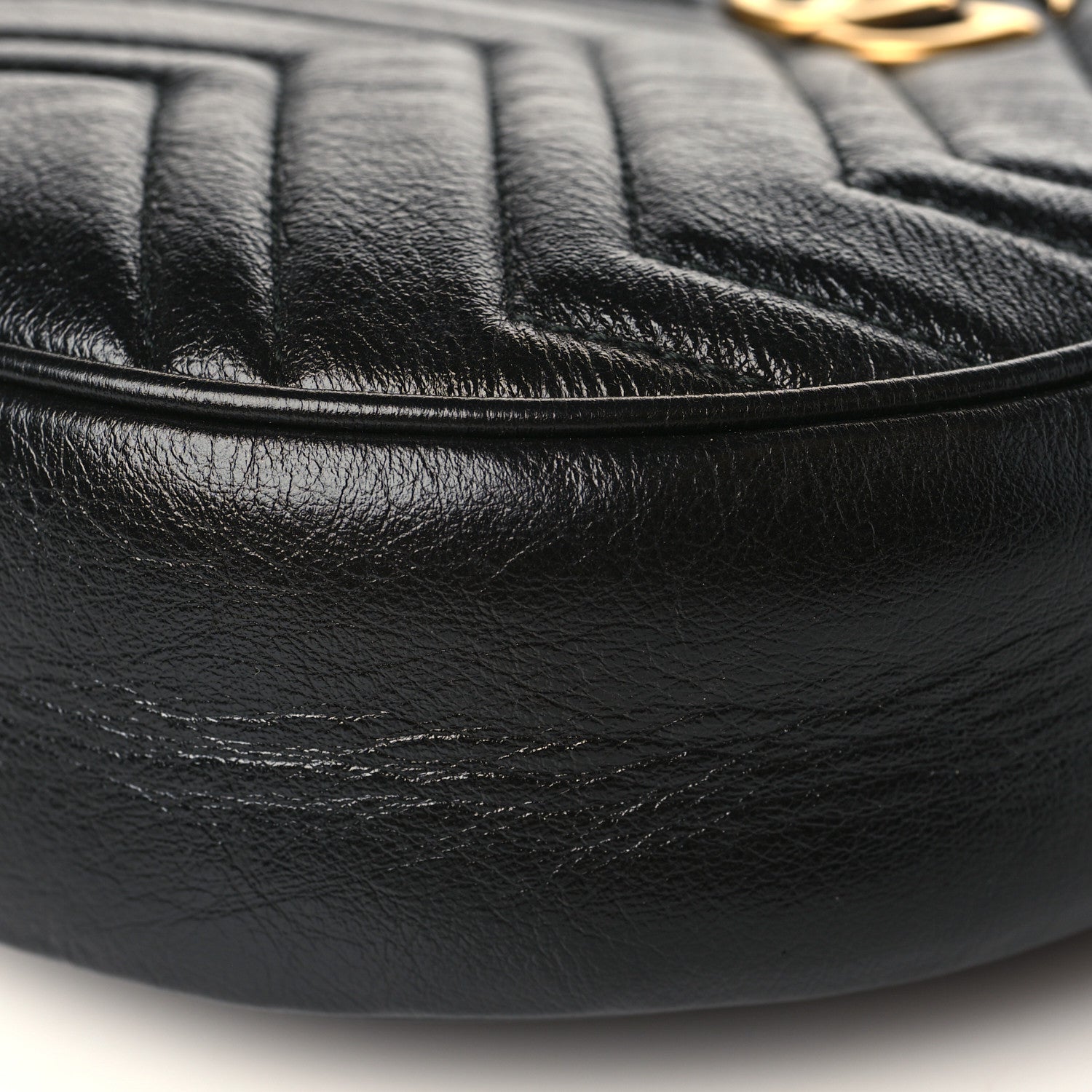Gucci Azalea Calfskin Matelasse Heart Mini GG Marmont Round Shoulder Bag Black 9 of 10