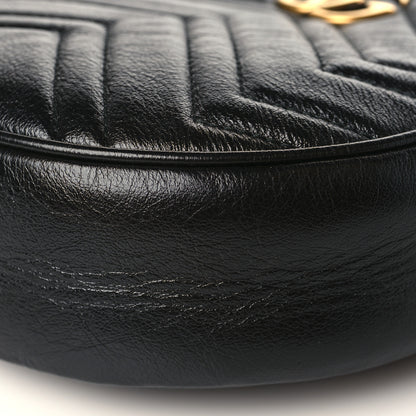 Gucci Azalea Calfskin Matelasse Heart Mini GG Marmont Round Shoulder Bag Black 9 of 10
