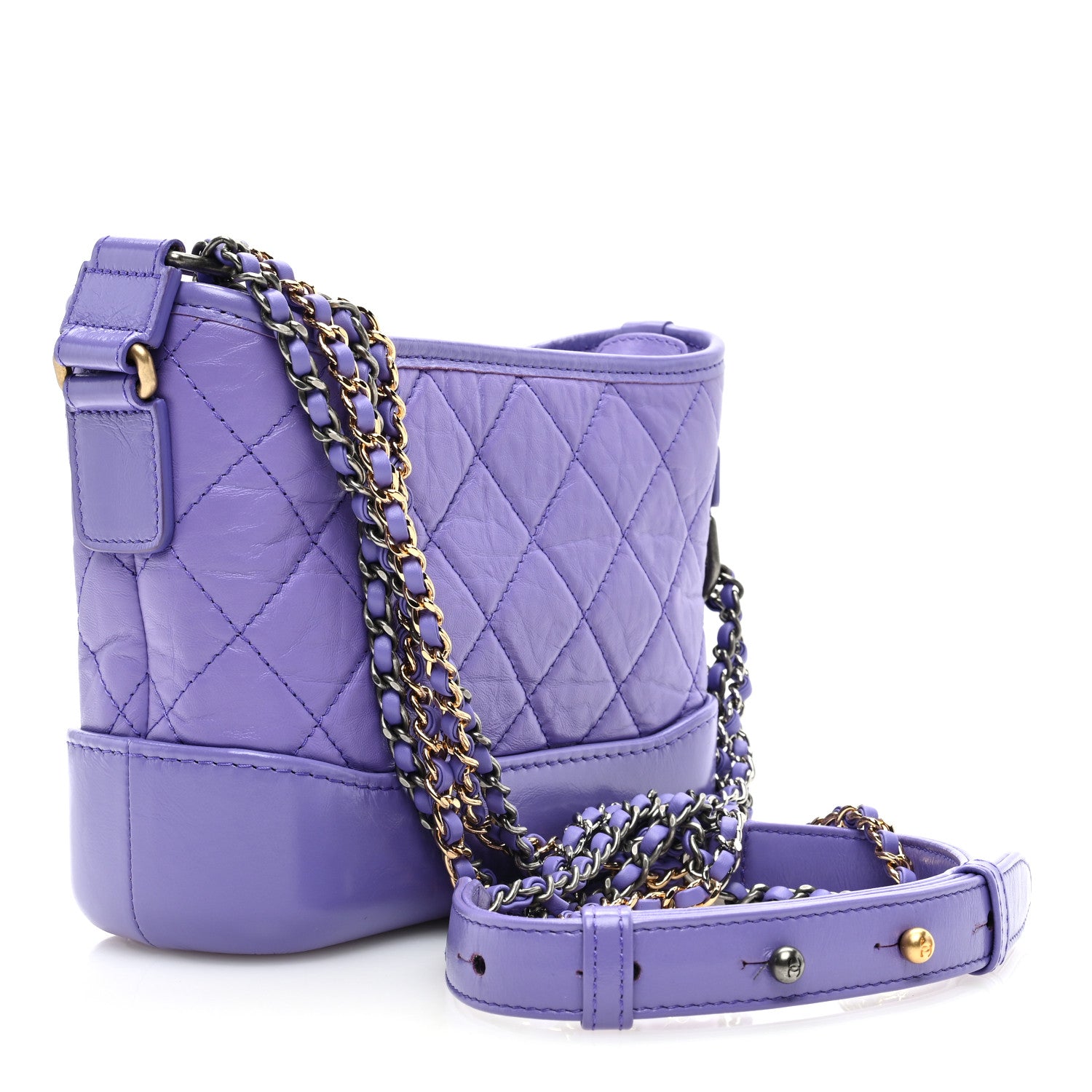 Chanel Aged Calfskin Quilted Small Gabrielle Hobo Purple 3 of 10