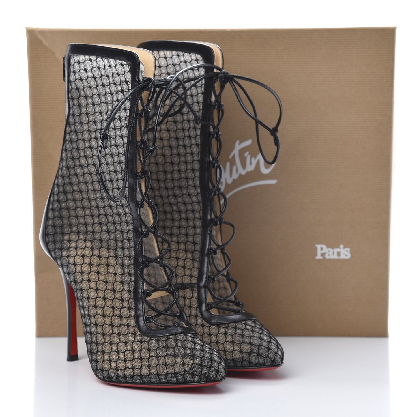 Nappa Fishnet Lace Hotero 100 Ankle Boots 38.5 Black
